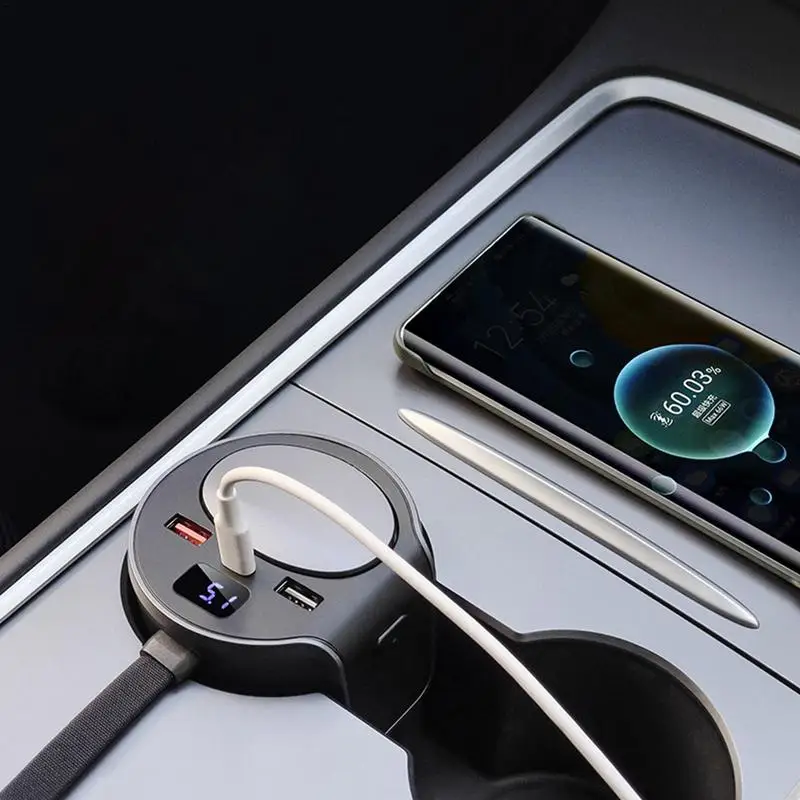 

Док-станция для Tesla, модель 3 и телефон, мощность 65 Вт, интеллектуальная док-станция для быстрой зарядки с несколькими портами, модель 3, модель 2022-2023