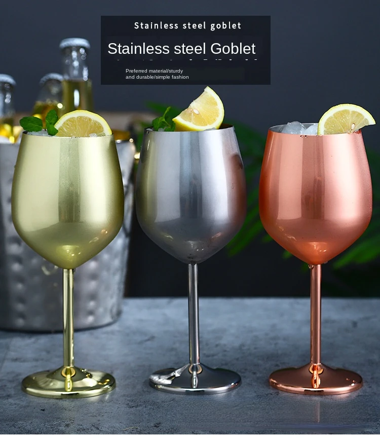 Stainless Steel Champagne Cup Wine Glass Cocktail Glass Creative Metal Wine Glass Bar Restaurant Goblet Rose Gold Water Bottle