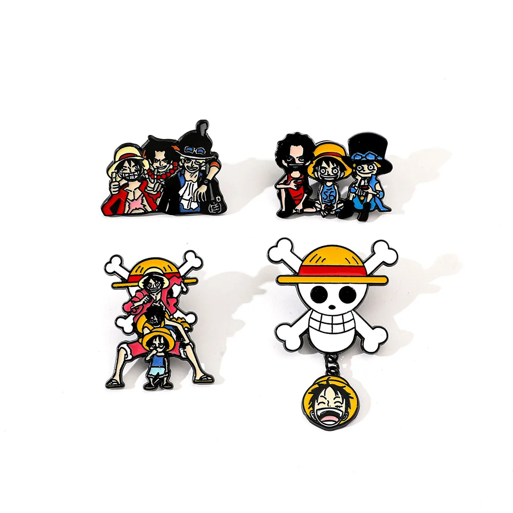Брошь-значок One Piece с Луффи и черепом, аниме-стиль, креативный дизайн, металлический, для уличной моды (art.: 3920dbbc6774e) - 3920dbbc6774e