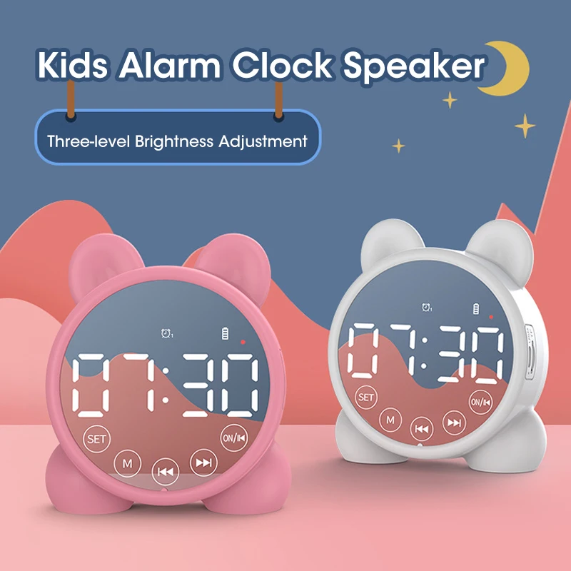 

Home Decora Alarm Clock With LED Display Smart Bluetooth Speaker TF Card MP3 Music Play Table Alarm Cute Multifunctional Clock