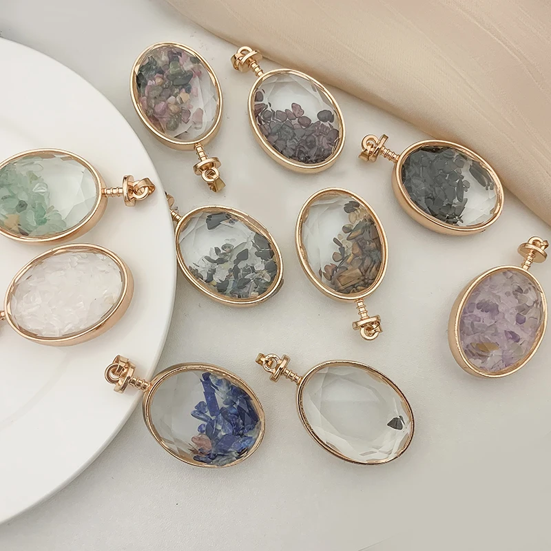 

Baroque Oval Natural Stone Perfume Drifting Bottle Necklace For Women Color Mix Pendant Necklaces Garnet Tiger Eye Lapis Lazuli
