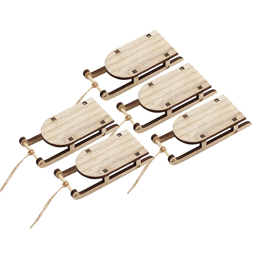 

5pcs Wooden Sled DIY Creative Christmas Decor Wood Crafts Christmas Ornaments