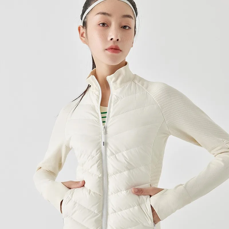 Yoga Coat Winter Down Jacket Female Cotton-padded Jacket Cultivate One's Morality Short Movement Feather Coat Blazer Female Yoga