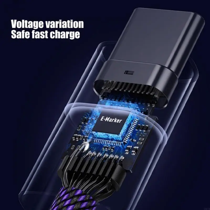 Фото 20CB FAST 240W Зарядный кабель подачи питания, линия данных с двойным типом C PD3.1 48 Мбит / с. №5
