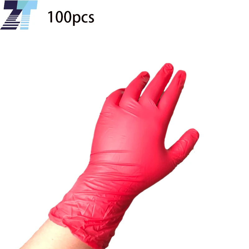 100PCS White Red Disposable Gloves  Nitrile vinyl Blend Gloves  House Kitchen Cleaning SPA Beauty Salon Lab Food Process