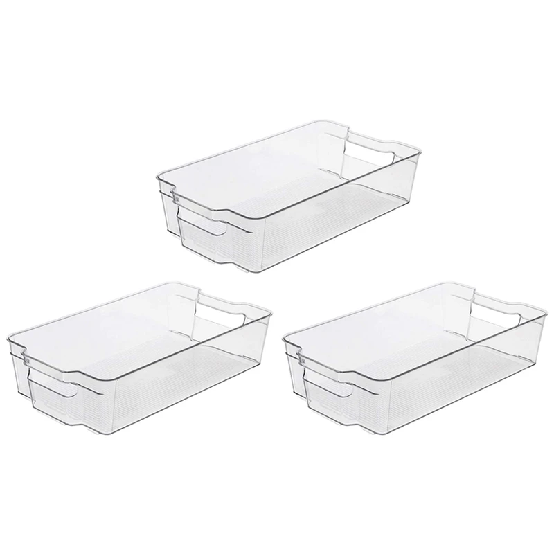 

Plastic Kitchen Pantry Cabinet, Refrigerator Or Freezer Food Storage Bins With Handles - Organizer For Fruit