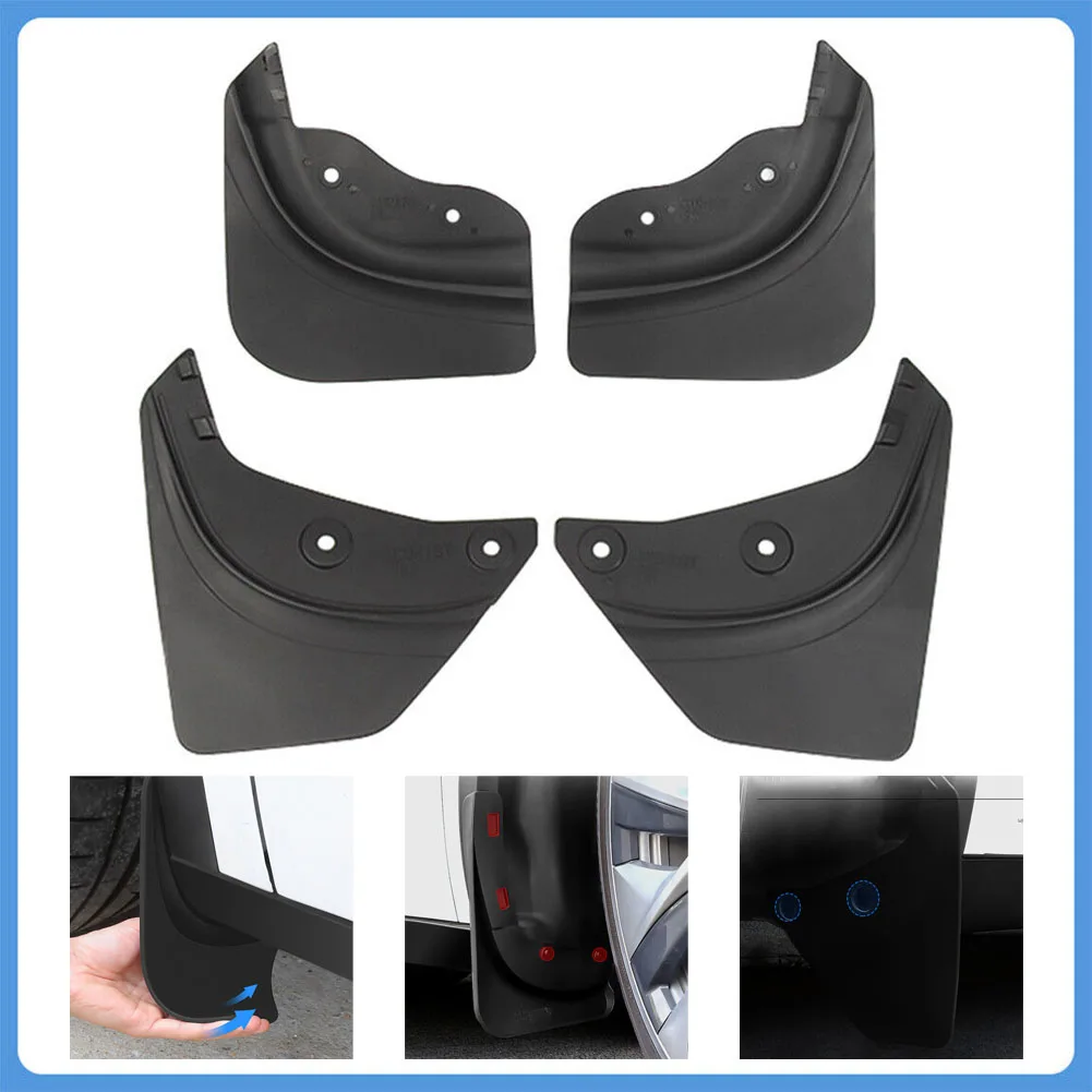 

4pcs Car Mud Flaps Splash Guards Fender For Tesla Model Y Front Rear Black Mudguard Mudflaps Kit Car Modification Accessories