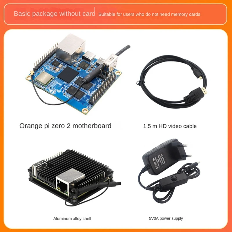 

For Orange Pi Zero2 Allwinner H616 Cortex-A53 1GB DDR3 RAM Development Board+Case+HD Video Cable+Power Adapter