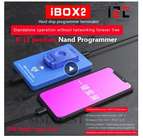 

IBOX2 BGA110 Programmer iBox for iPhone 6 to 11 Pro Max for ipad NAND Data Modification Write One Key Purple Screen WiFi reset