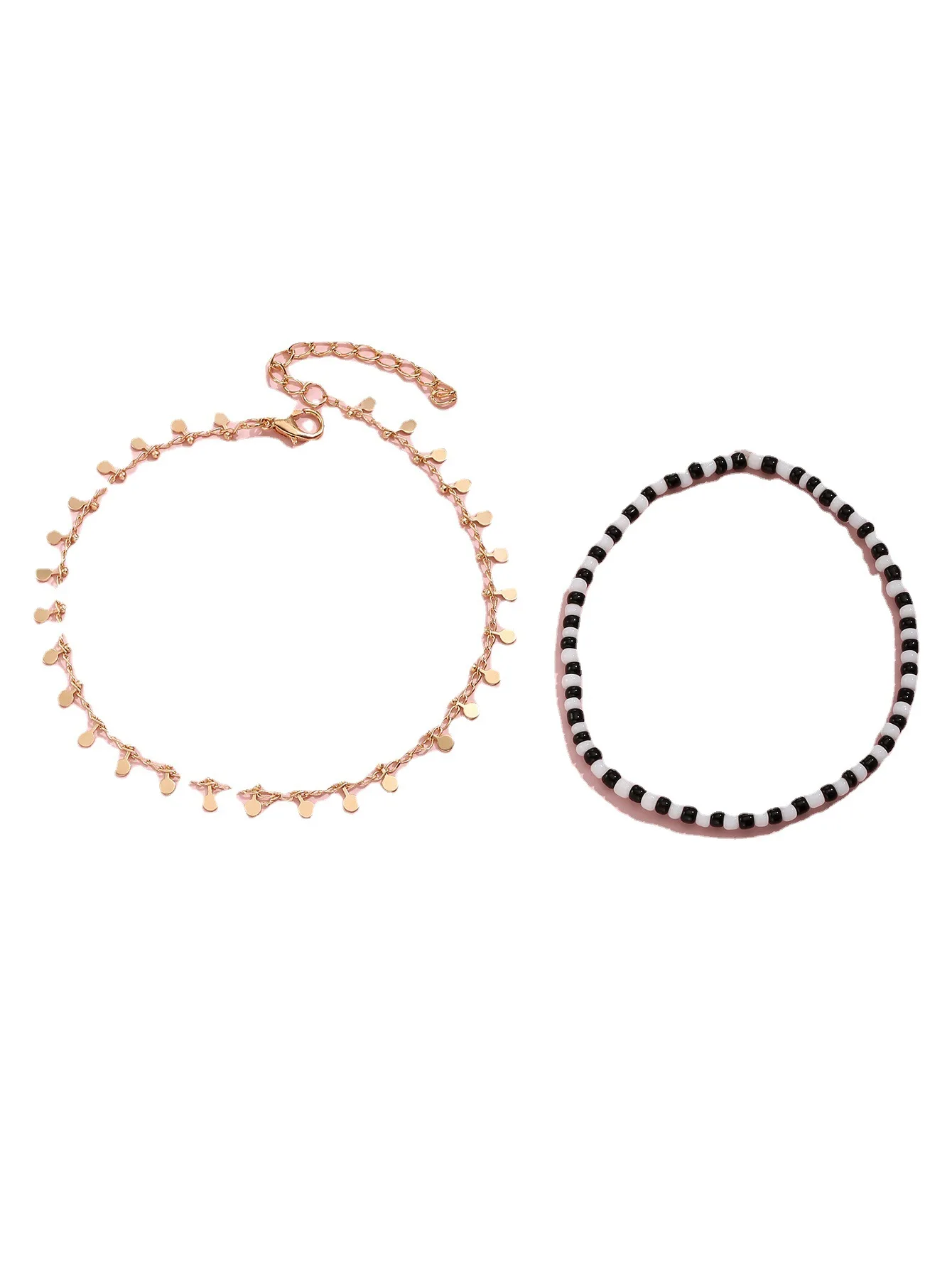 

Anklet Multilayer Anklet Gold Alloy Bead Anklet Two-piece Beach Anklet Women