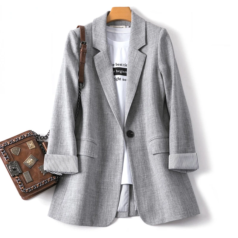 

2022 New Fashion Business Plaid Suits Women Work Office Ladies Long Sleeve Spring Casual Blazer Coat Women Clothing