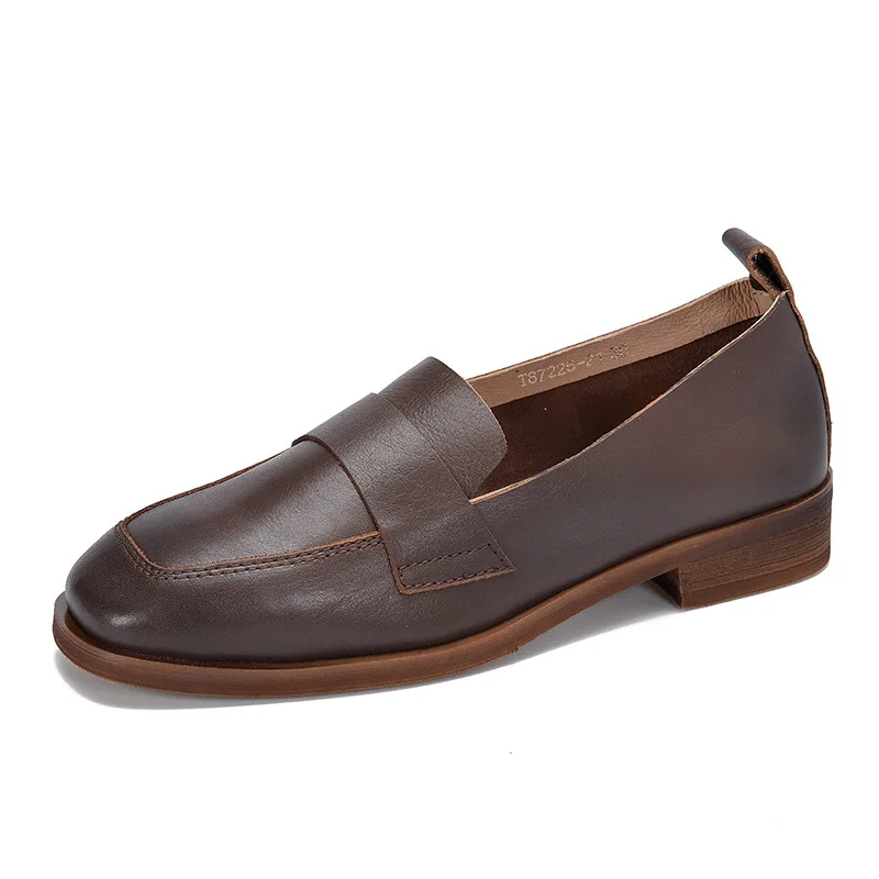 

YourSeason Genuine Leather Ladies Vintage Shoes 2022 New Spring Round Toe Handmade Concise Women Leisure Comfortable Pumps