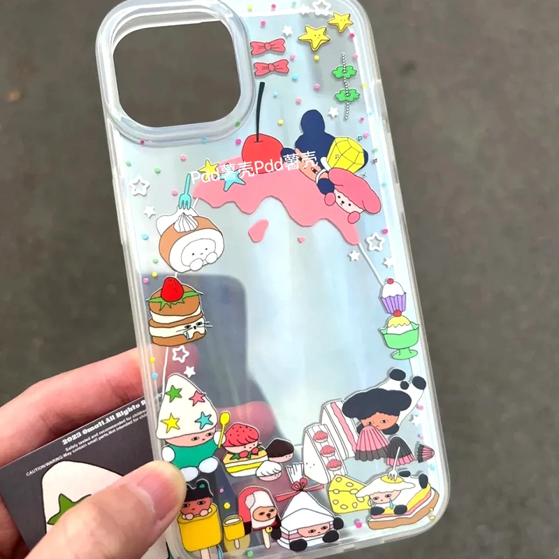 

Korean Kawaii Cute Graffiti Phone Case for IPhone 14 11 12 13 Pro Max Cute Vintage Phone Case Can Photos for IPhone XS Max