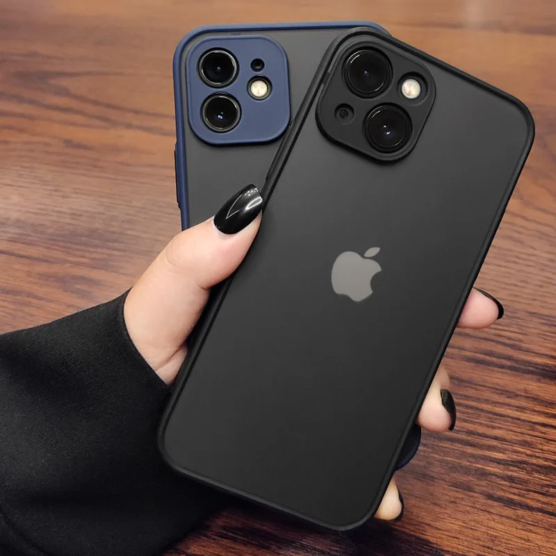 Shockproof Armor Matte Case For iPhone 13 14 12 11 Pro Max XR XS X 7 8 Plus SE Mini Luxury Silicone Bumper Clear Hard Cover Capa
