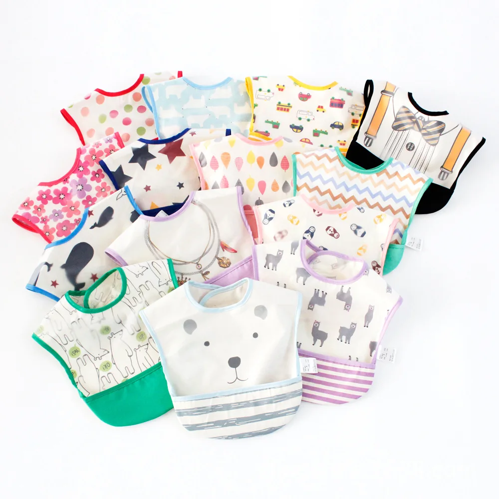 

Baby Rice Pocket Waterproof Bibs Infant Food Clothing Children Bib Sleeveless Reverse Dressing Baby Stuff Baberos Bavoirs