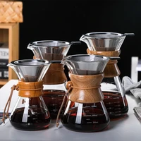 coffee pot stainless steel filter drip brewing hot set 1000ml household office sharing pot coffee tools cork borosilicate glass