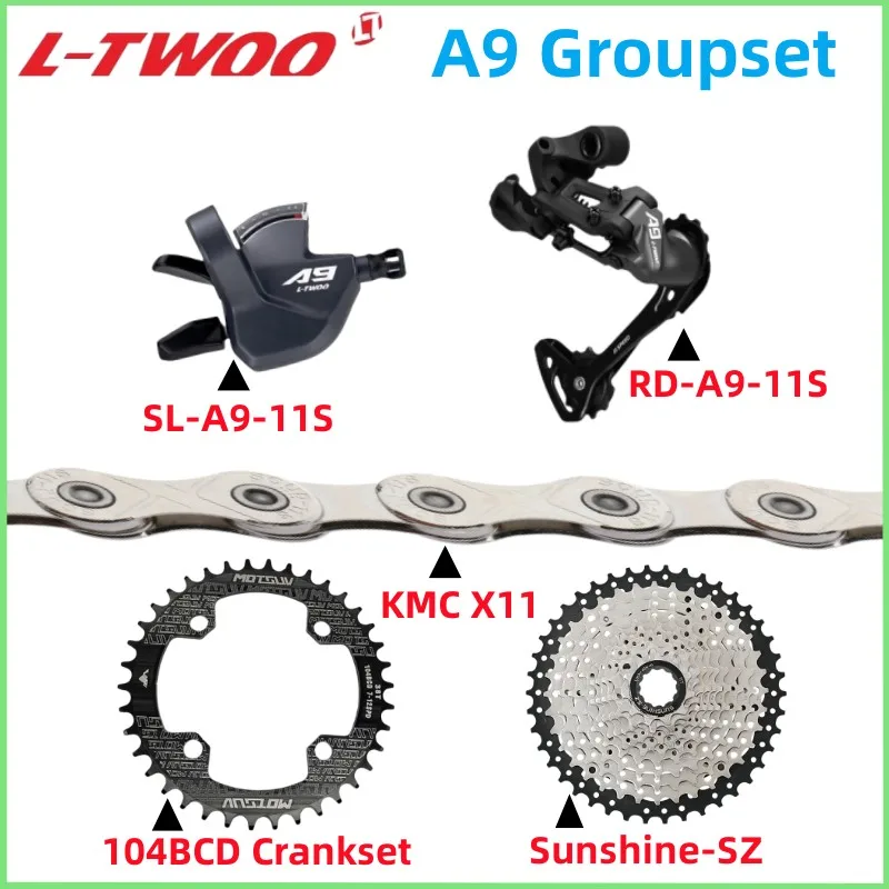 

LTWOO A9 11S Gropuset Include 3x11 Speed Shifter + Rear Derailleurs 40T/42T Sunshine Cassette With KMC X11 Chain 11v