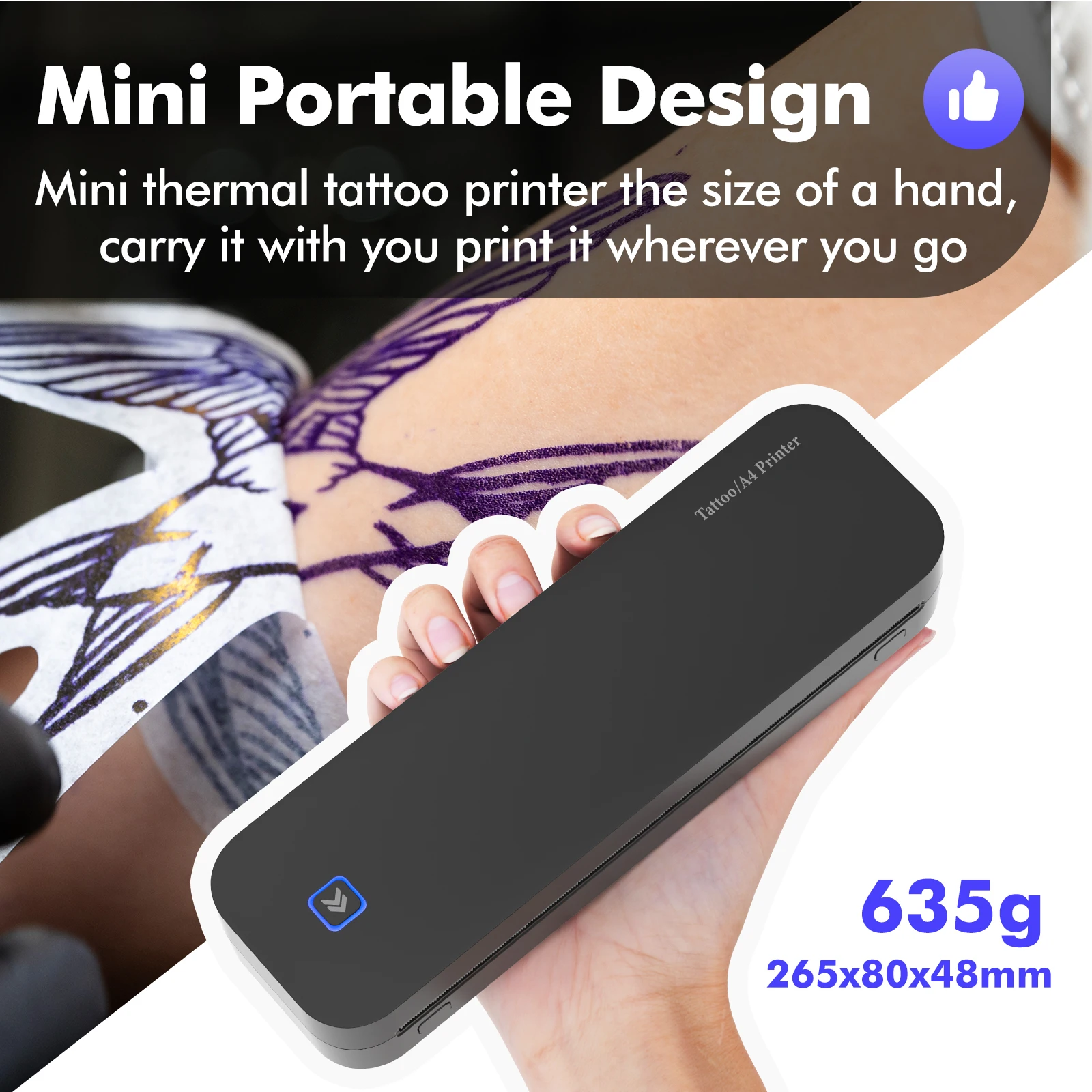 Портативный термопринтер для переноса татуировок с Bluetooth