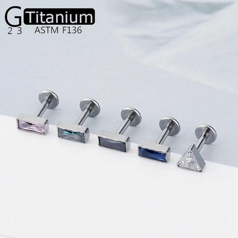

G23 Titanium Classic Geometry Stud Triangle And Rectangular ZC Internal Thread Perforated Jewelry Lip Stud Nose Stud