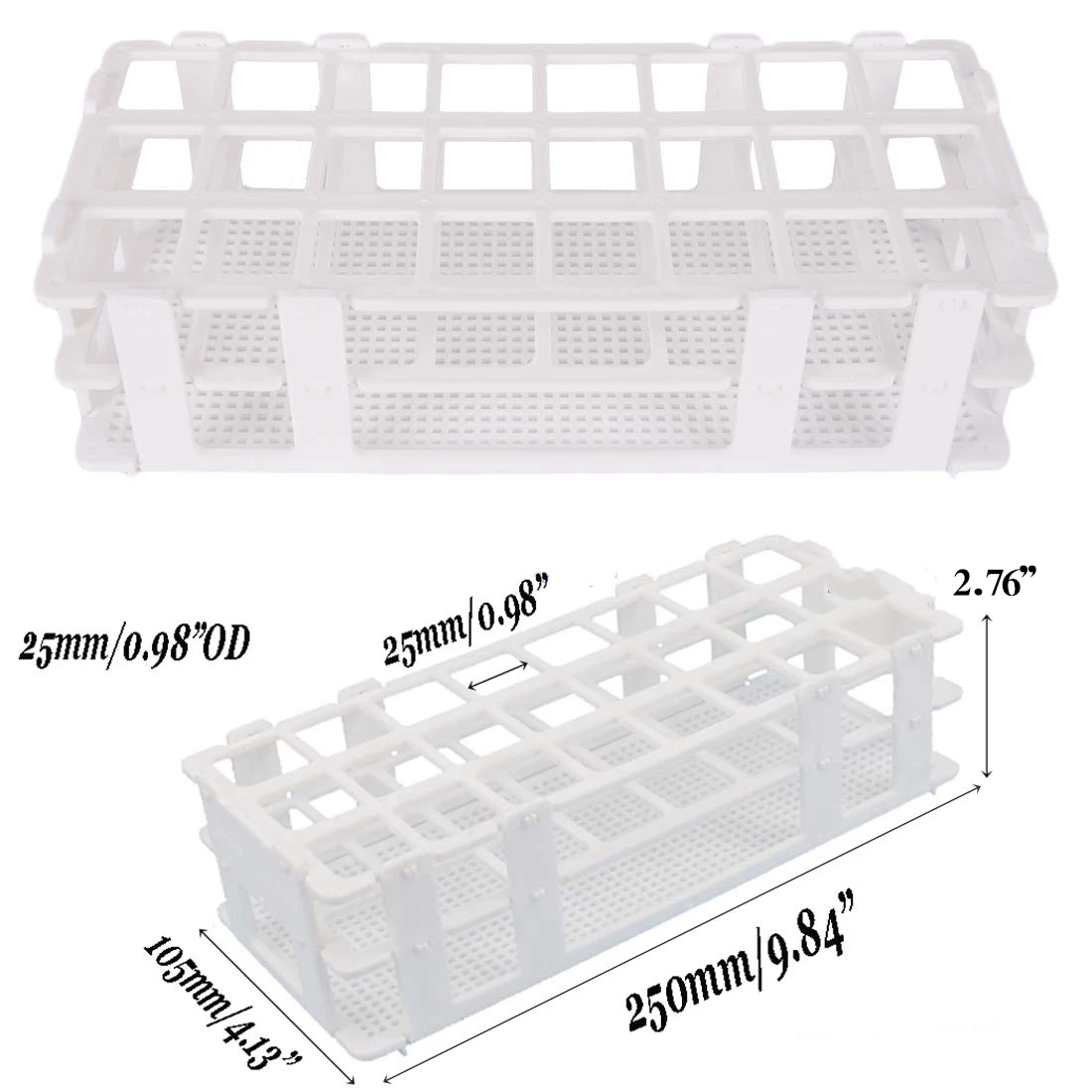

2Pcs Plastic Test Tube Rack 24 Holes Lab Test Tube Rack Holder for 25mm Test Tubes, Detachable, White