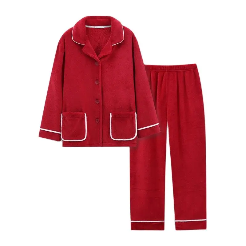 

Ladies' Pajamas Warm In Winter Love Man Sleep Coral Fleece Pajama Set