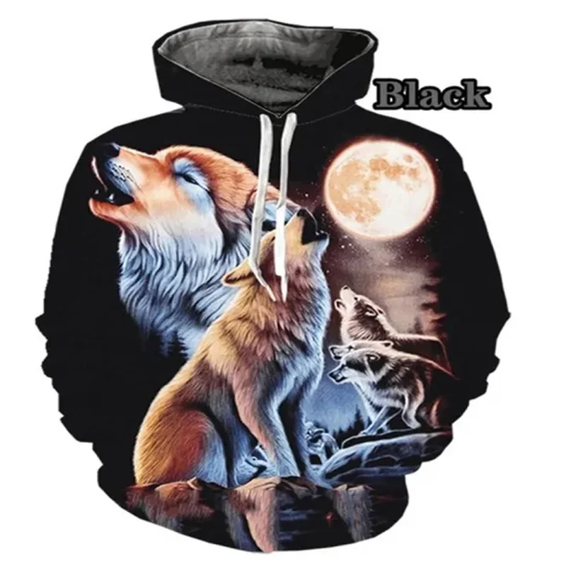 

2023 3D Hoodies Men Women New Autumn Harajuku Long Sleeves Shirt Print Wolf Galaxy Pullover Animal Hip Hop Hoodie XS-4XL