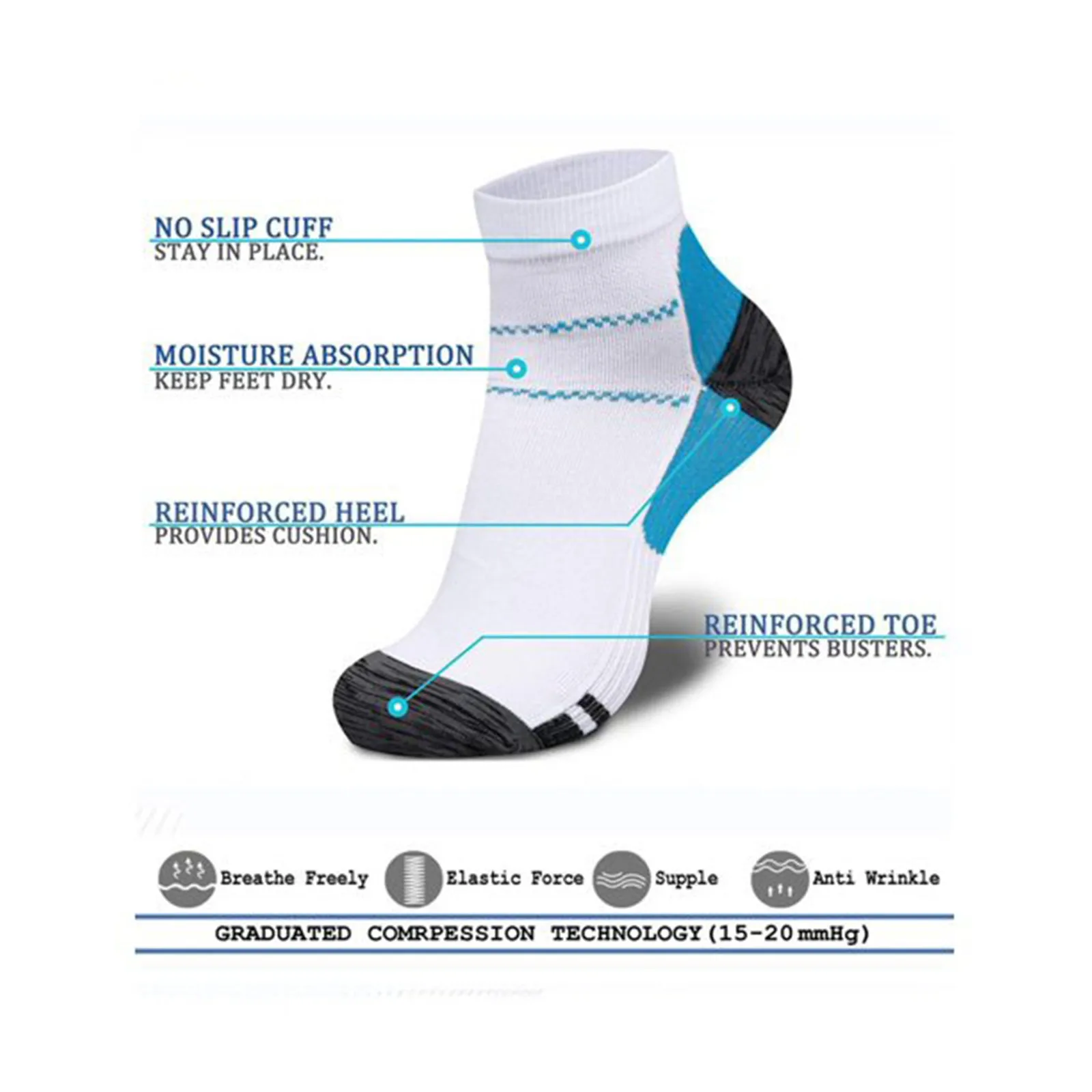 

Compression Socks For Women And Men Athletic Running Gym Low Cut Ankle- Socks Outdoor Breatheable Sleeve Socks