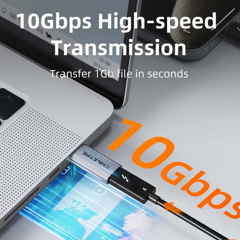 Фото Адаптер CABLETIME USB A 3.2 Gen 2 — USB C, двойной адаптер 10 Гбит/с, 3A, быстрая зарядка, USB A — USB C для ноутбука HUAWEI XIAOMI №2