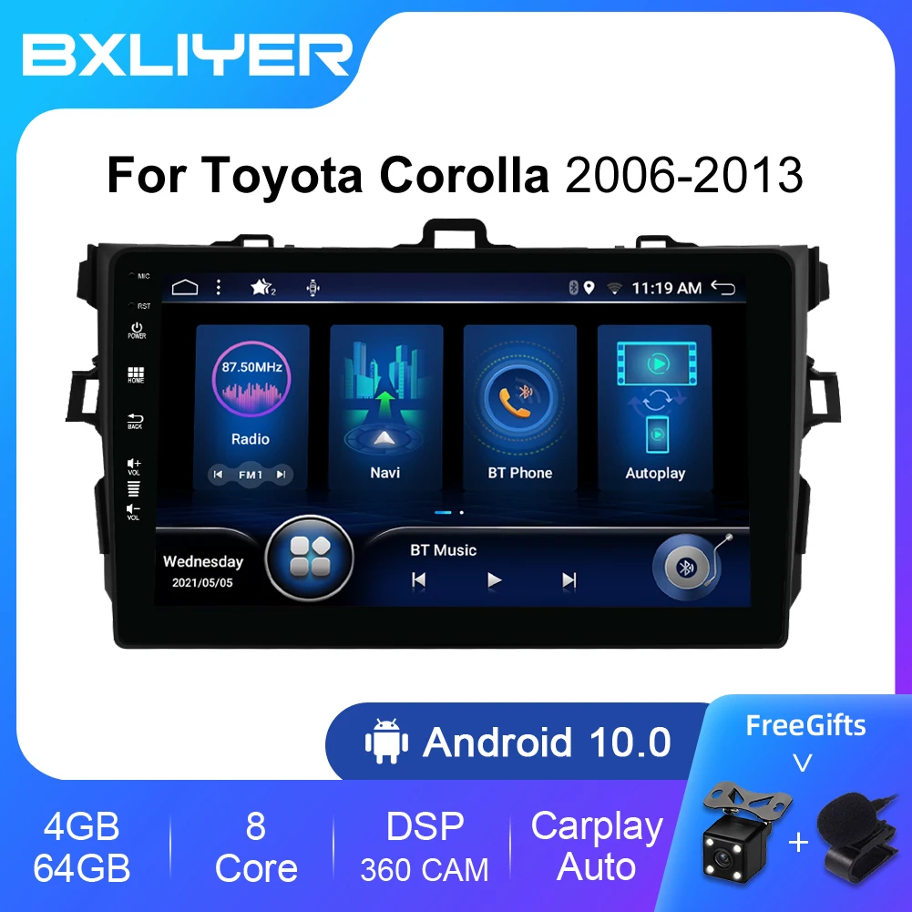 

Android10 Auto Radio For for Toyota Corolla E140/150 2007-2013 Multimedia Video Player 2 Din GPS Navigation Carplay DSP 4GB+64GB
