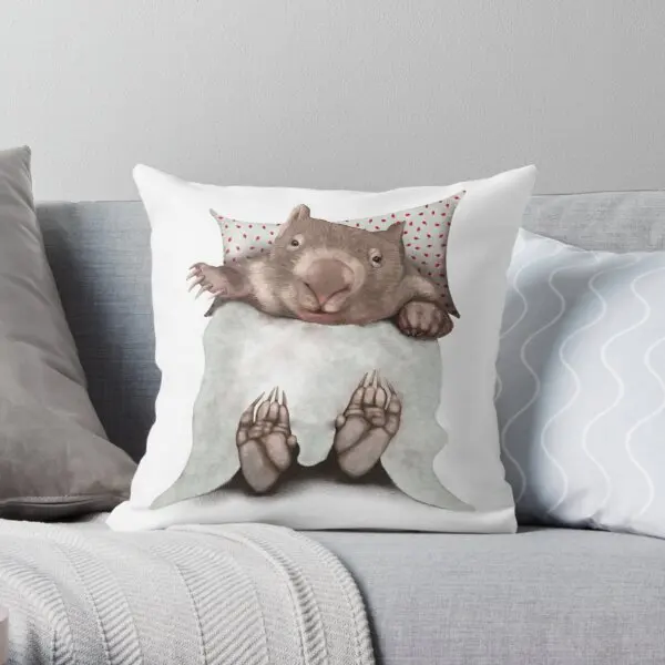 

Wombat In Bed Printing Throw Pillow Cover Hotel Case Square Office Fashion Soft Fashion Sofa Car Bedroom Pillows not include