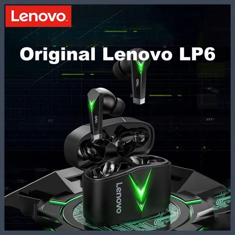 

Игровые наушники Lenovo LP6 TWS, новые беспроводные bluetooth наушники с шумоподавлением, Двухрежимная гарнитура для киберспорта, игр, музыки