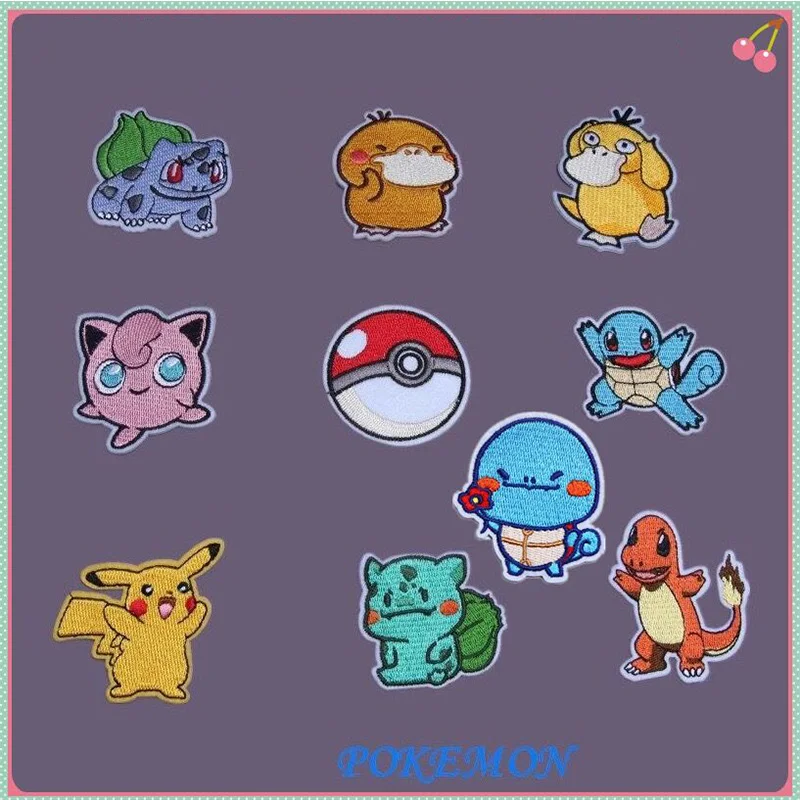 

Pokemon Cartoon Animal Stickers DIY Embroidery Patches For Kids Clothing Iron On Patch Embroidered Appliques Clothes Hats Patchs