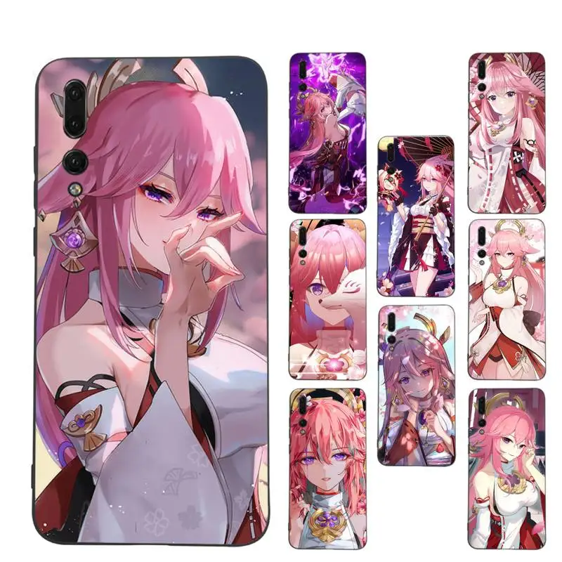 

LVTLV Yae Miko Genshin Impact Phone Case for Samsung A51 A30s A52 A71 A12 for Huawei Honor 10i for OPPO vivo Y11 cover