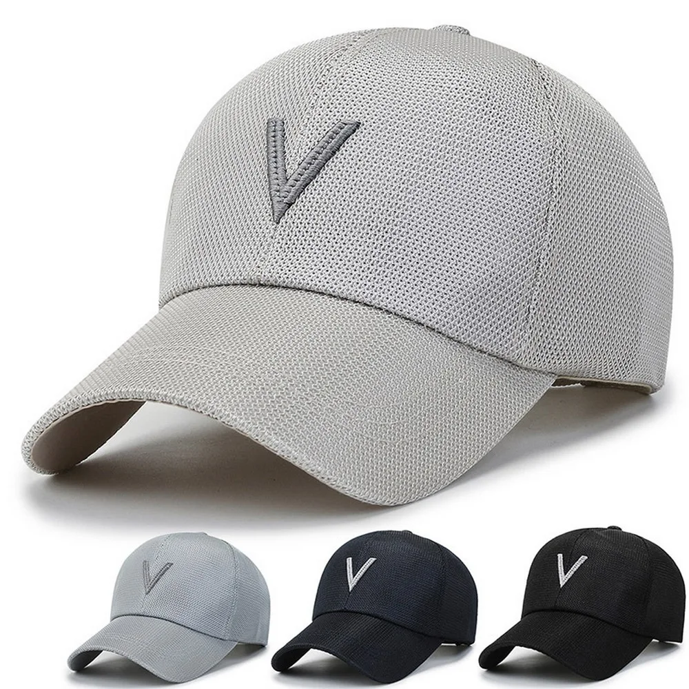 

Spring And Summer Men Baseball Caps V Letter Embroidery Minimal Design Cotton 56-60cm Male Sports Hats Fashion Boy BQ0425