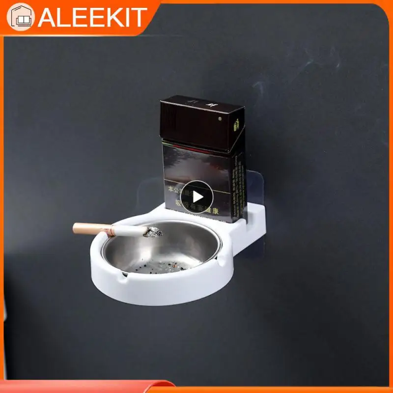 

Stainless Steel Non-marking Sticker Ashtray Wall Paste Home Ashtray Simple Bar Smoking Indoor Cigarette Butt Storage Shelf