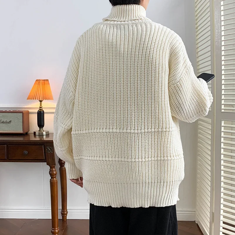 Новый мужской бархатный свитер-поло с оленем/однотонный свободный Универсальный