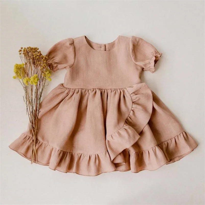 

Kids Girls Short Sleeve Princess Dresses Baby Girls Irregular Dress Children Clothes Wedding Dresses for 3-8T