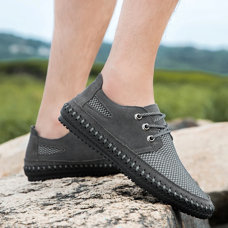 2022 New Fashion Men's Casual Shoes Outdoor Trainers Hand-Stitched Retro Walking Shoes Lightweight Mesh Upper Shoe Size 38-48