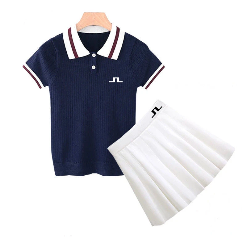 

여성골프 웨어 2023 Golf Skirt Women's Golf Wear Summer Malbon Golf Suits 2-piece Set Tennis Suit Mini Skirt Horse T-shirt 여성 골프 의류