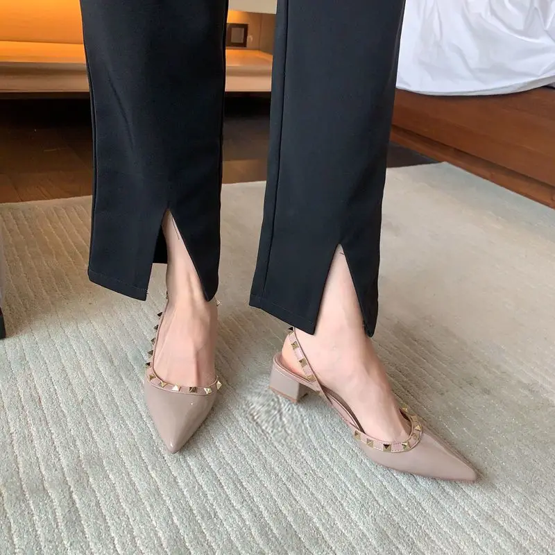 New Fashion Brand Women High Heeled High Quality Leather Rivet Shoes Casual Comfortable Pumps Sexy Party High Heels Office Shoes