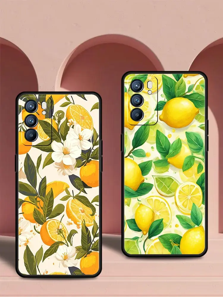 Летний чехол для телефона с принтом лимона и фруктов для Oppo Reno 13 12 11 10 7 F Find X5 X6 A98 A80 A79 A78 A57 A54 A31 A17 Pro, мягкий ТПУ (art.: 3920d9986e37a) - 3920d9986e37a