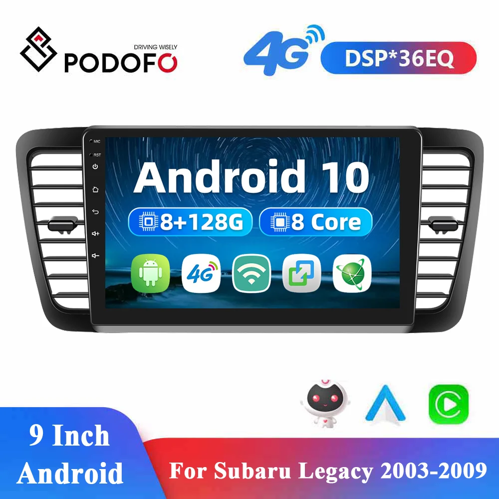 

Podofo 2Din Android Carplay For Subaru Legacy 2003-2009 Car Radio Multimedia Video Player GPS Navigation IPS 4G WIFI AI Voice