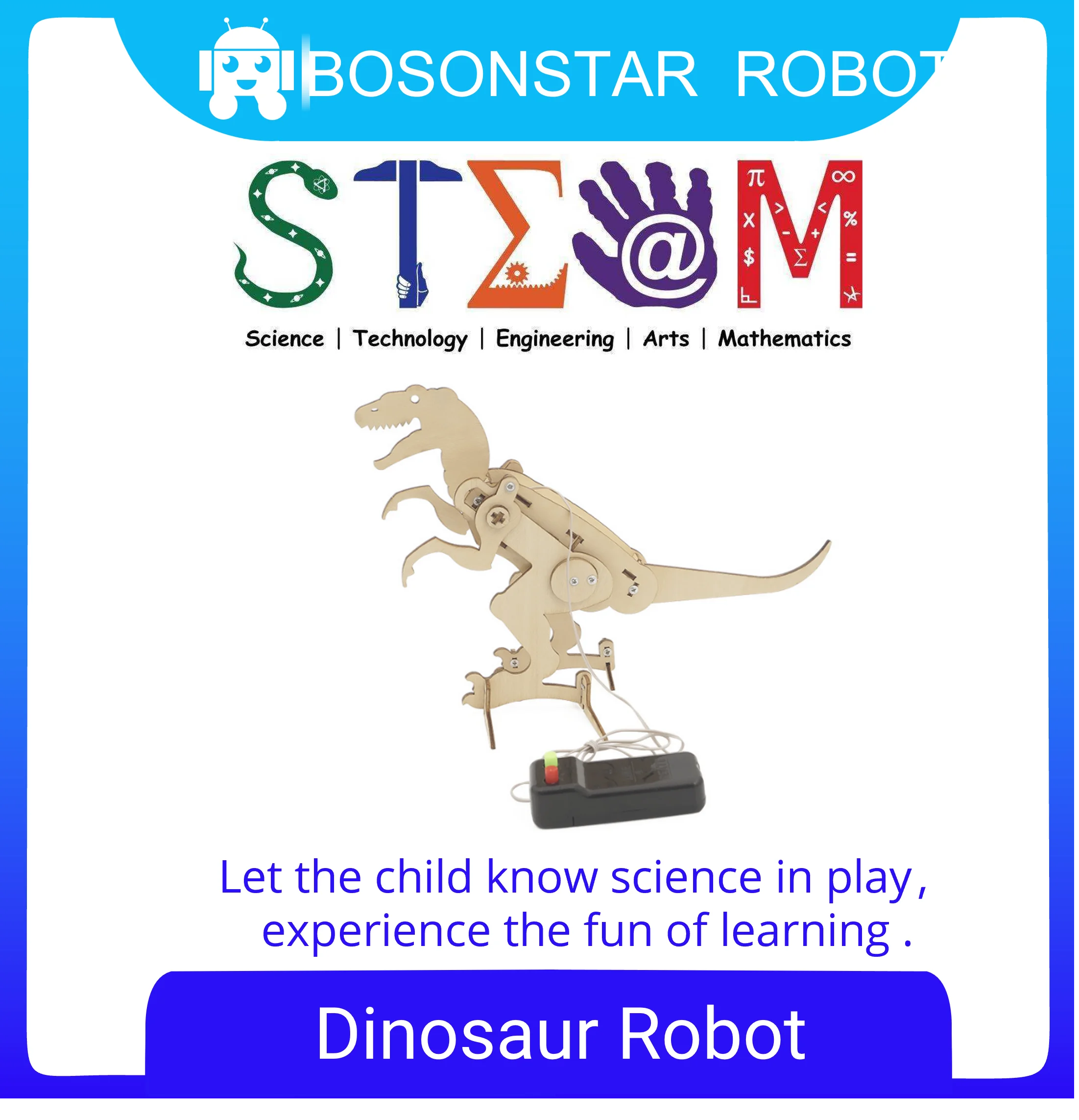 

DIY Assembled Model Electric Dinosaur Robot Science Discovery STEM Education Physics Experiment Kit For Children Gifts