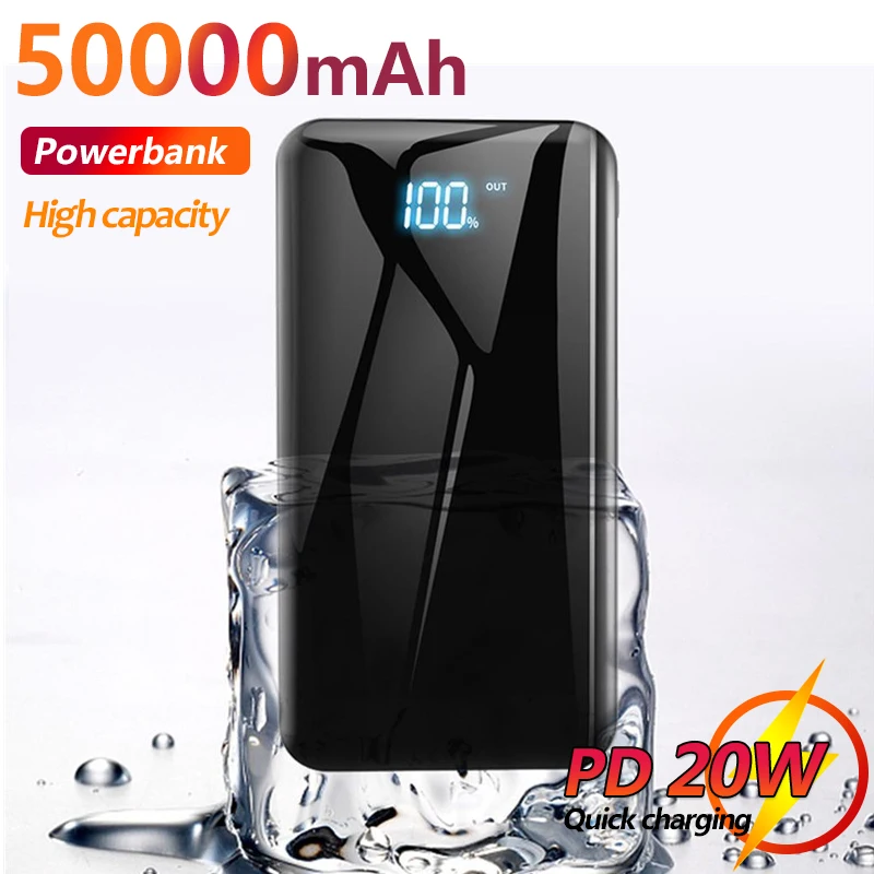 

Fast Charge 50000mAh with Digital Mobile Power Bank DisplayPortable External Battery Unidirectional for Xiaomi Samsung IPhone