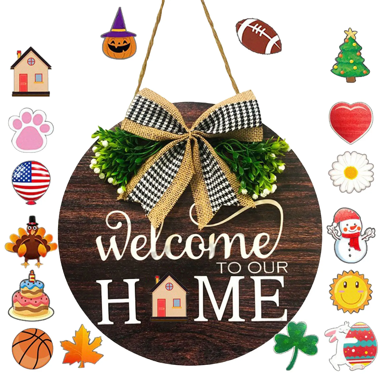 Сменный знак приветствия, сменный сезонный домашний знак Двери крыльца, Декор, День Независимости, украшение двери, украшение крыльца