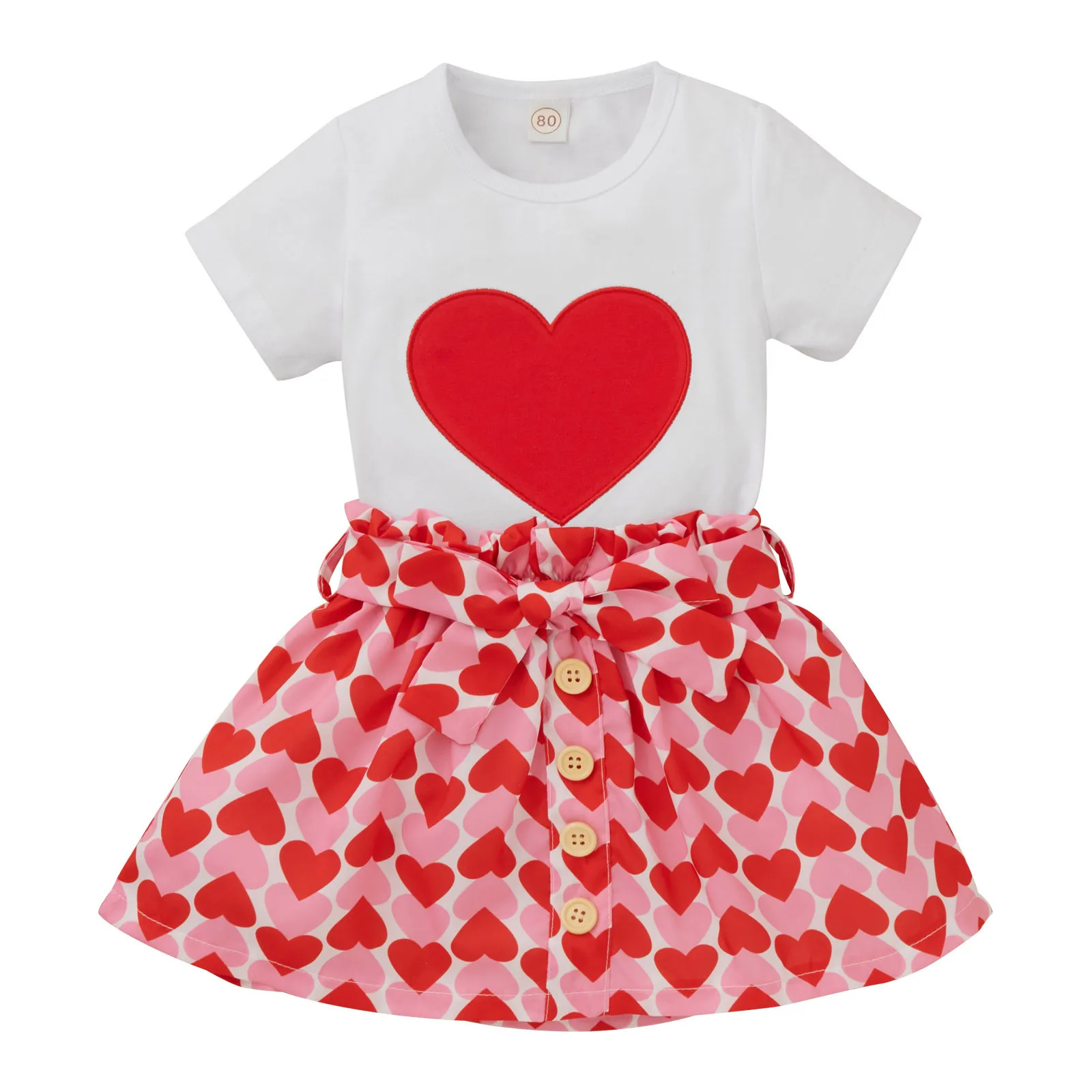 

Day T Toddler Shirts Tops Skirts Outfits Girls Printed Heart Baby Valentine's Girls Outfits&Set Baby Girl Is Here