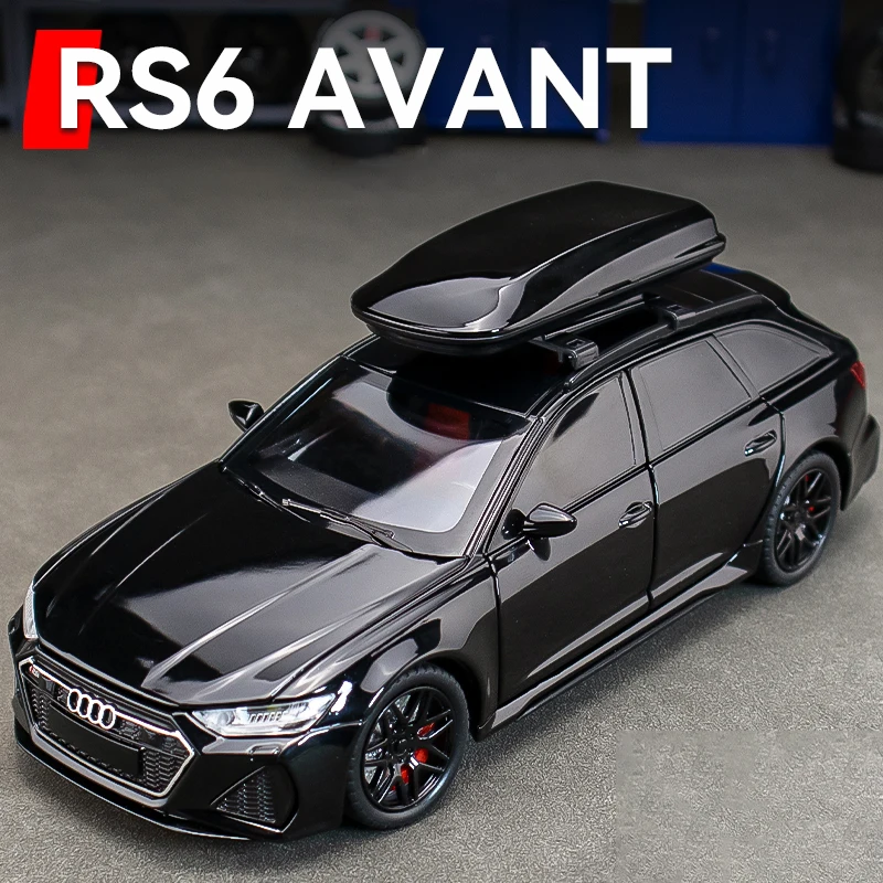 1:24 Audi RS6 Quattro Station Wagon Alloy Toy Car Model Wheel Steering Sound and Light Children's Toy Collectibles Birthday gift