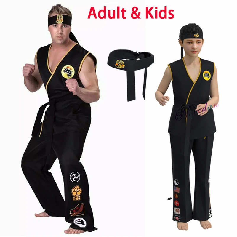 

Anime Game KOF Cosplay Costume Cobra Kai Val Armorr Karate Uniform Taekwondo Clothing For Man Kids Gladiator Role Play Costume