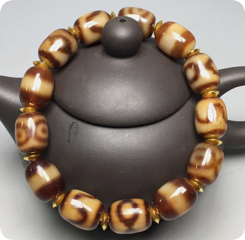 Power Energy Тибетский старый маслянистый агат Дзи *Несколько узоров* Браслет из