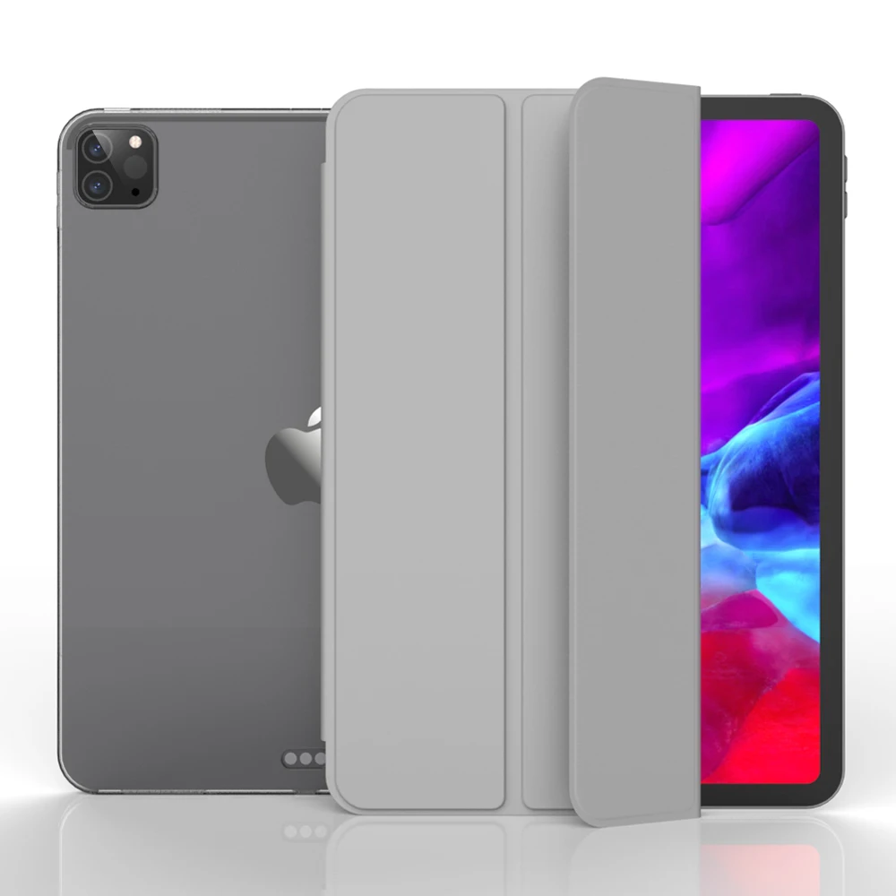 

Чехол для iPad Pro 11 2020 2-го поколения, умный чехол из искусственной кожи, прозрачный мягкий чехол из ТПУ для задней панели планшета